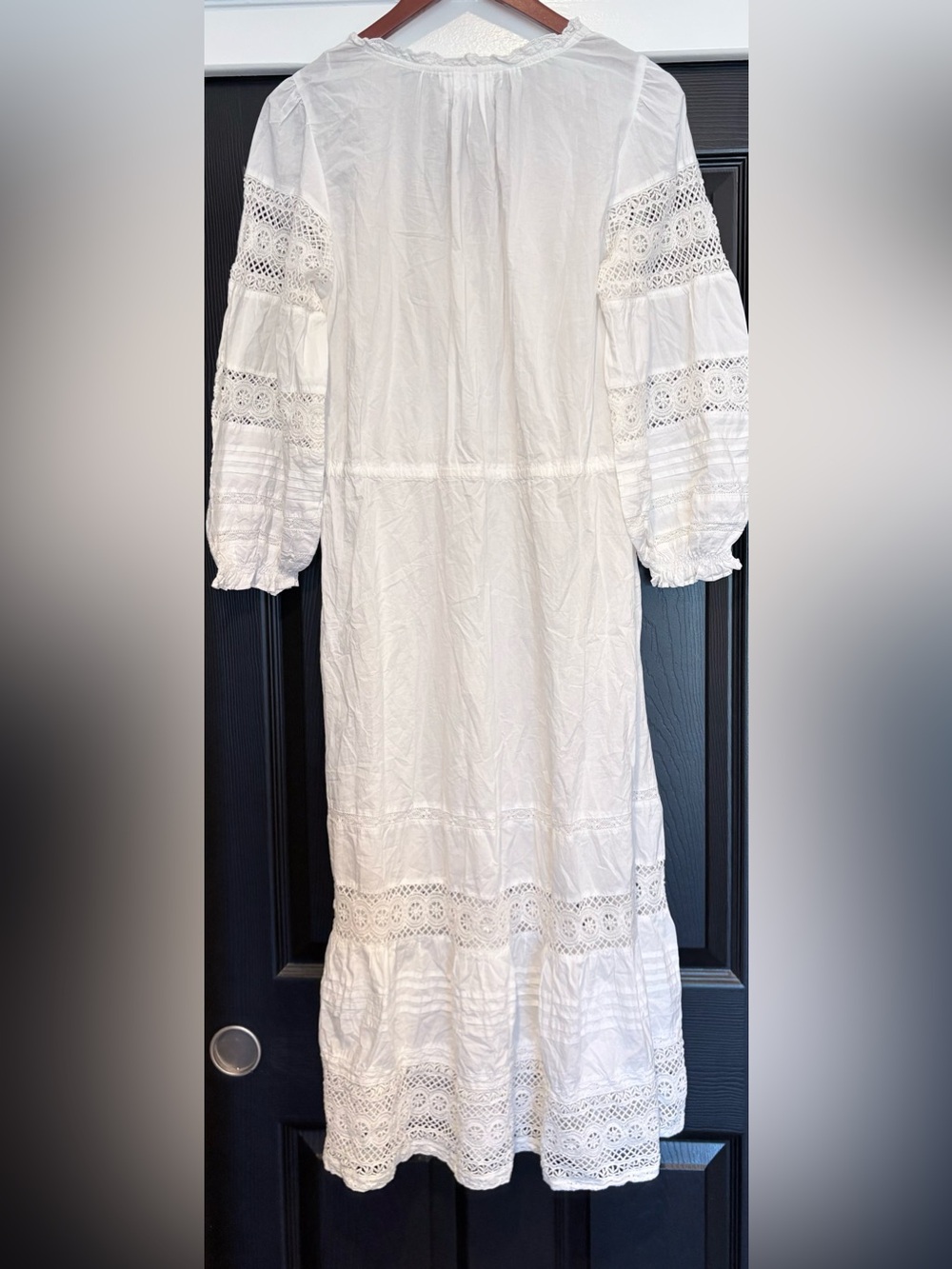 Anthropologie Velvet Chanelle White Eyelet Cotton Midi Dress M - Picture 9 of 9